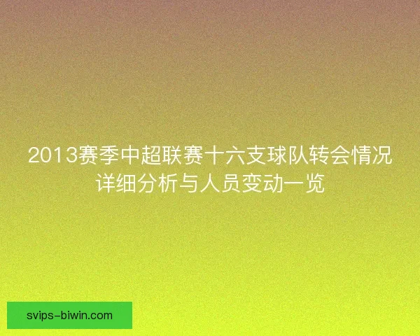 2013赛季中超联赛十六支球队转会情况详细分析与人员变动一览 2013赛季中超联赛十六支球队转会情况详细分析与人员变动一览