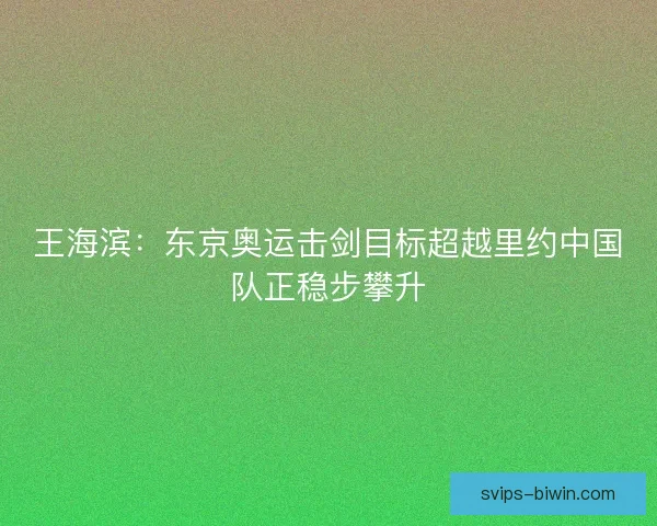 王海滨:东京奥运击剑目标超越里约中国队正稳步攀升 王海滨:东京奥运击剑目标超越里约中国队正稳步攀升